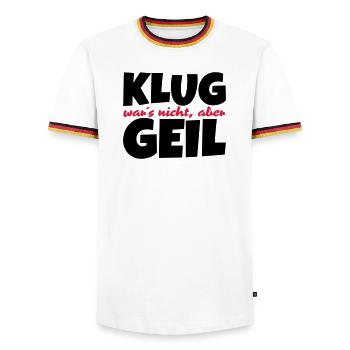 Klug wars nicht aber geil Spruch - Männer Kontrast-T-Shirt - Weiß/Dreifarbig - Vorne - AI Model Female 172 light (172cm) & AI Model Male 185 light (185cm)