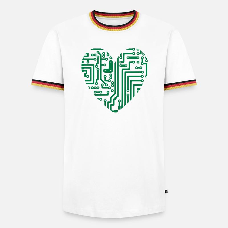 Computer-Herz - Männer Kontrast-T-Shirt - Weiß/Dreifarbig