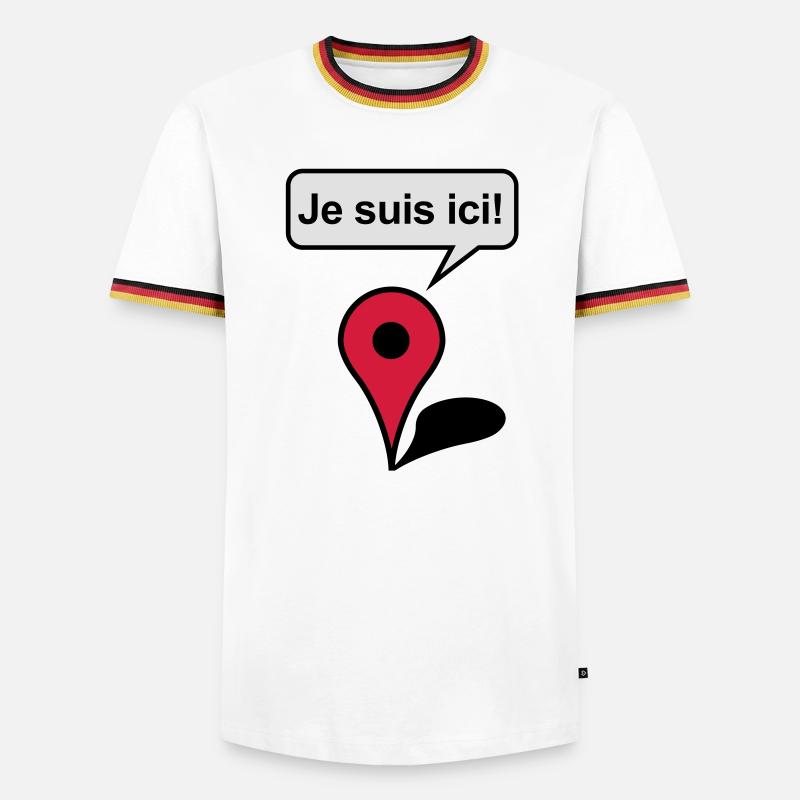 I am here! Google Maps - Männer Kontrast-T-Shirt - Weiß/Dreifarbig