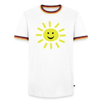 Smiley Summer Sun - Männer Kontrast-T-Shirt - Weiß/Dreifarbig - Vorne - AI Model Female 172 light (172cm) & AI Model Male 185 light (185cm)