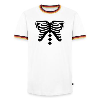Skelett - Männer Kontrast-T-Shirt - Weiß/Dreifarbig - Vorne - AI Model Female 172 light (172cm) & AI Model Male 185 light (185cm)