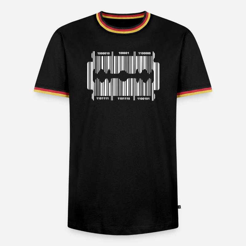 Rasierklinge mit Code - Männer Kontrast-T-Shirt - Schwarz/Dreifarbig