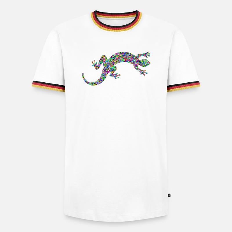 Gecko, Salamander, patterncontest - Männer Kontrast-T-Shirt - Weiß/Dreifarbig