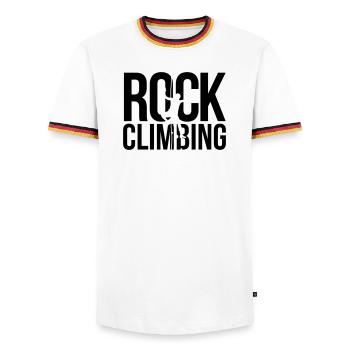 rock climbing - Men's Ringer Shirt - white/tricolour - Front - AI Model Female 172 light (172cm) & AI Model Male 185 light (185cm)
