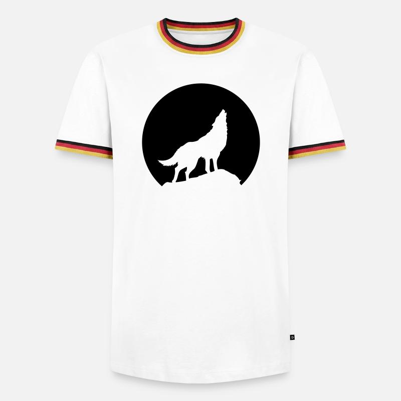 Wolf - Männer Kontrast-T-Shirt - Weiß/Dreifarbig