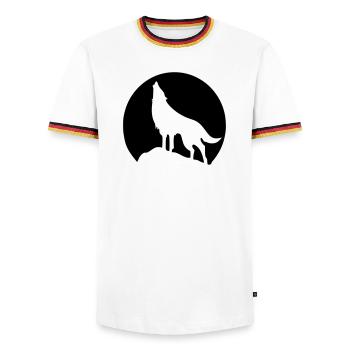 Wolf - Mond - Männer Kontrast-T-Shirt - Weiß/Dreifarbig - Vorne - AI Model Female 172 light (172cm) & AI Model Male 185 light (185cm)
