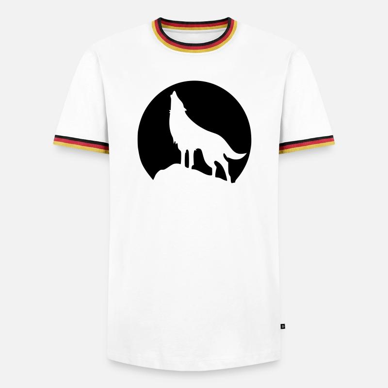 Wolf - Mond - Männer Kontrast-T-Shirt - Weiß/Dreifarbig