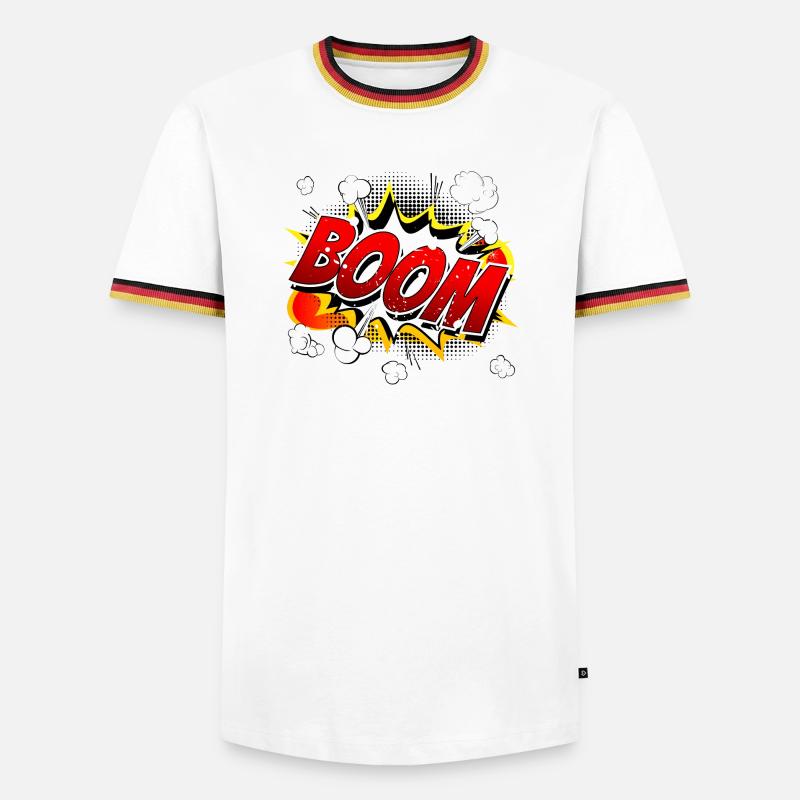 Boom Comic Grafik - Männer Kontrast-T-Shirt - Weiß/Dreifarbig