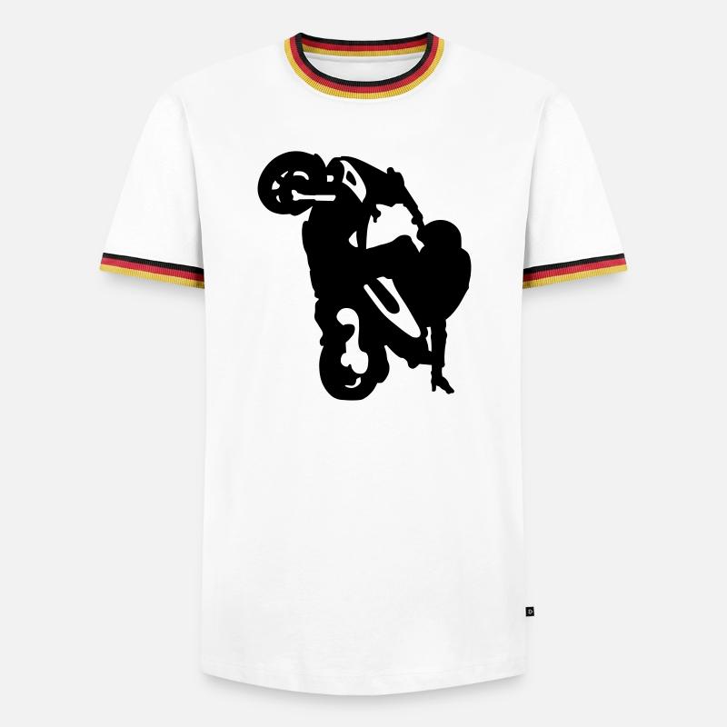 Stunt Roller - Männer Kontrast-T-Shirt - Weiß/Dreifarbig