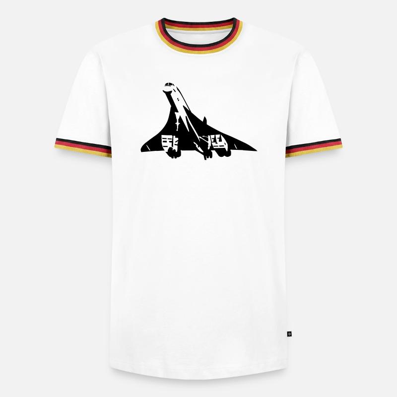 Passagierjet - Männer Kontrast-T-Shirt - Weiß/Dreifarbig