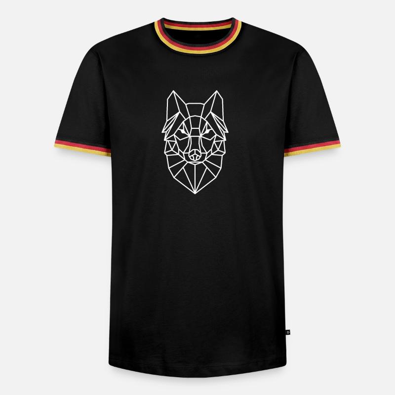 Geometric Wolf Head Line Style - Men's Ringer Shirt - black/tricolour