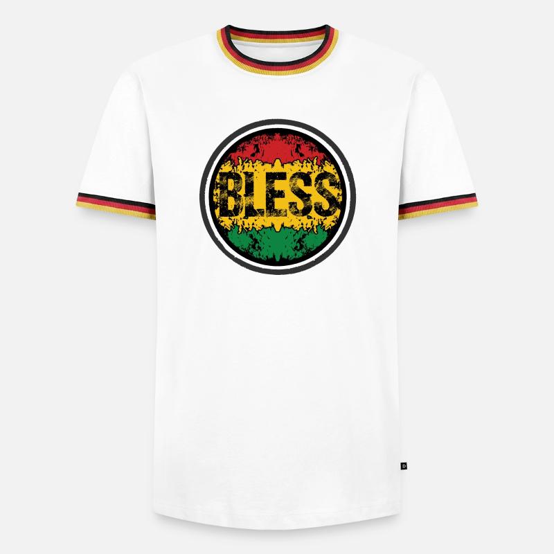 Rastafarian Floral Pattern - Men's Ringer Shirt - white/tricolour