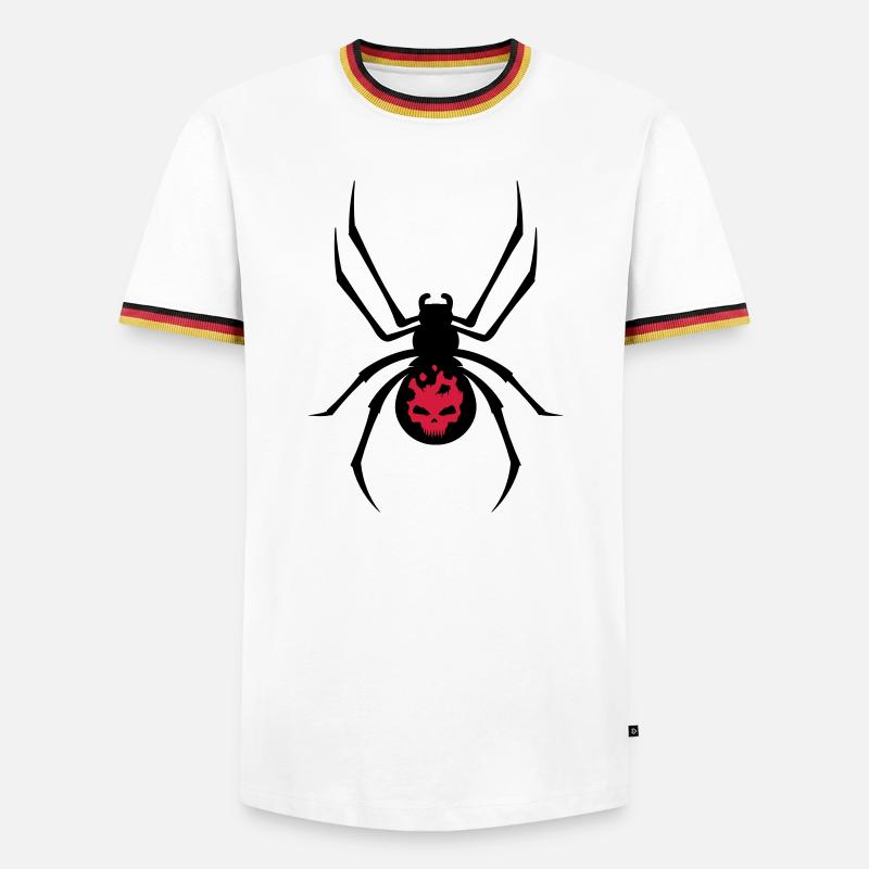 Schwarze Spinne mit Skull Muster - Männer Kontrast-T-Shirt - Weiß/Dreifarbig