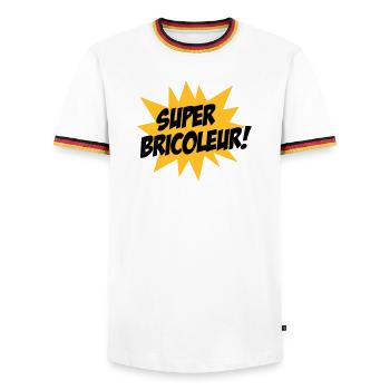 Super Bricoleur ! - T-shirt contrasté Homme - blanc/tricolore - Devant - AI Model Female 172 light (172cm) & AI Model Male 185 light (185cm)
