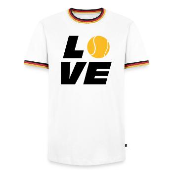 Tennis - Men's Ringer Shirt - white/tricolour - Front - AI Model Female 172 light (172cm) & AI Model Male 185 light (185cm)