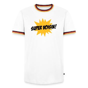 Super Voisin ! - T-shirt contrasté Homme - blanc/tricolore - Devant - AI Model Female 172 light (172cm) & AI Model Male 185 light (185cm)