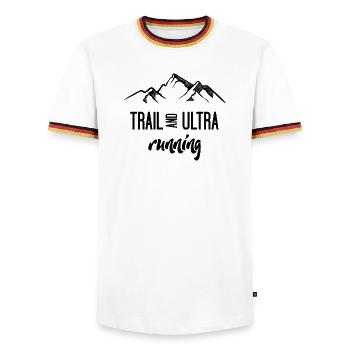 Trail Running et Ultra Running - T-shirt contrasté Homme - blanc/tricolore - Devant - AI Model Female 172 light (172cm) & AI Model Male 185 light (185cm)