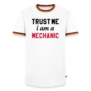 Trust me I am a Mechanic - T-shirt contrasté Homme - blanc/tricolore - Devant - AI Model Female 172 light (172cm) & AI Model Male 185 light (185cm)