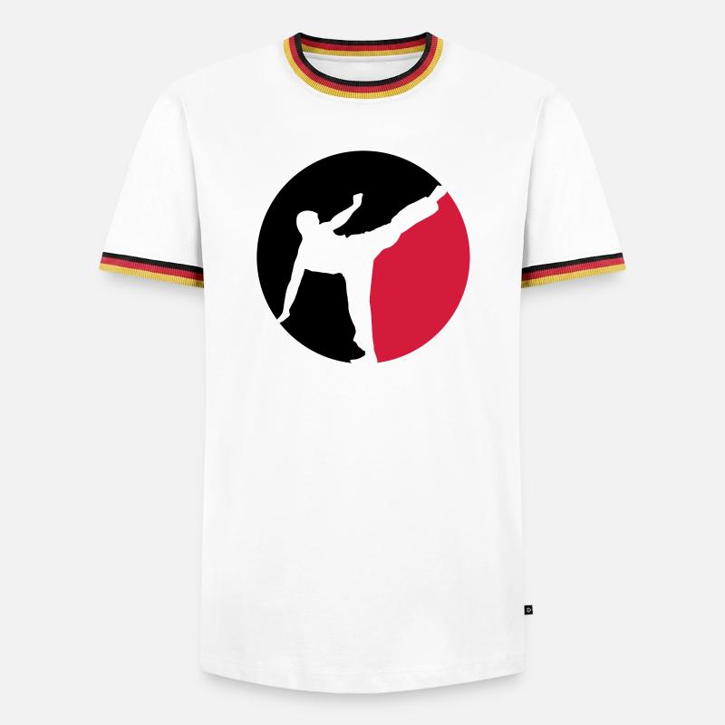 Karate - Männer Kontrast-T-Shirt - Weiß/Dreifarbig