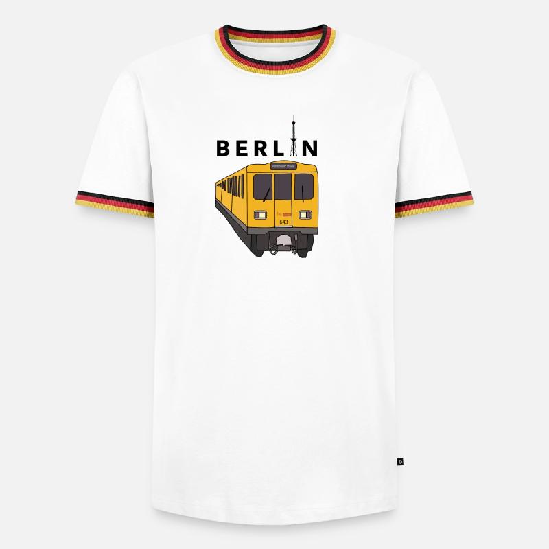 Berlin U-Bahn - Männer Kontrast-T-Shirt - Weiß/Dreifarbig