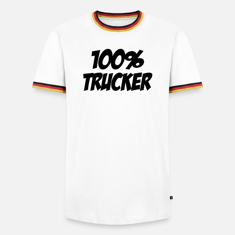 100% Trucker - Männer Kontrast-T-Shirt - Weiß/Dreifarbig