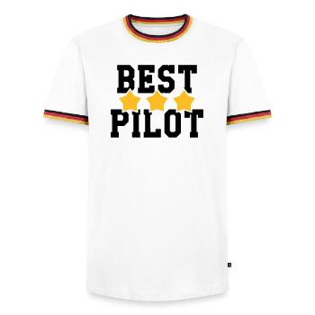 Best Pilot - Männer Kontrast-T-Shirt - Weiß/Dreifarbig - Vorne - AI Model Female 172 light (172cm) & AI Model Male 185 light (185cm)