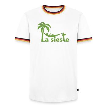 La sieste - T-shirt contrasté Homme - blanc/tricolore - Devant - AI Model Female 172 light (172cm) & AI Model Male 185 light (185cm)