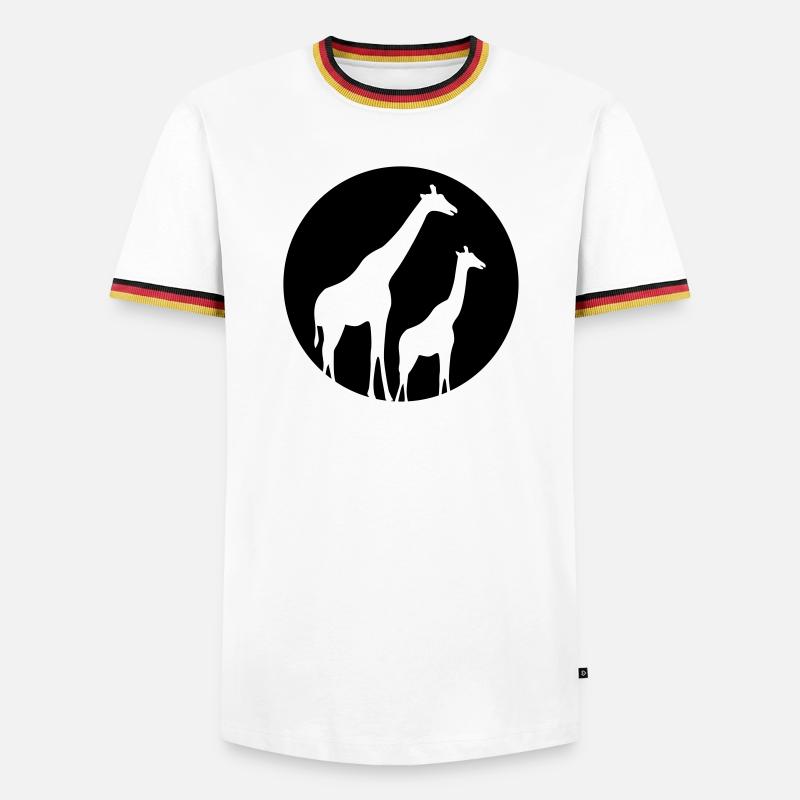 Giraffe - Männer Kontrast-T-Shirt - Weiß/Dreifarbig