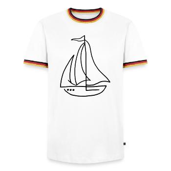 Voilier voilier - T-shirt contrasté Homme - blanc/tricolore - Devant - AI Model Female 172 light (172cm) & AI Model Male 185 light (185cm)