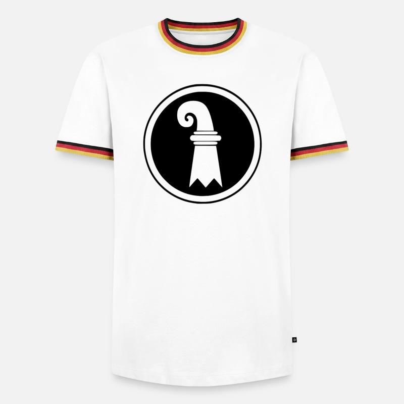 Basel flag in circle - Men's Ringer Shirt - white/tricolour