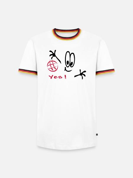 Handball, Comic, Sport - Männer Kontrast-T-Shirt - Weiß/Dreifarbig