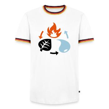 Fire, Water, Plant Elements - Men's Ringer Shirt - white/tricolour - Front - AI Model Female 172 light (172cm) & AI Model Male 185 light (185cm)