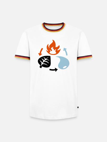 Feu, eau, éléments végétaux - T-shirt contrasté Homme - blanc/tricolore