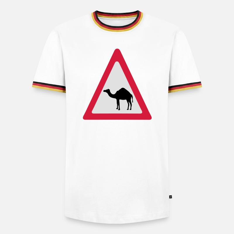 Caution Camel Traffic Sign - Men's Ringer Shirt - white/tricolour