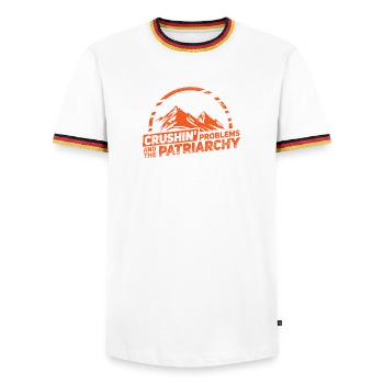 Geschenk Kletterer Boulderer klettern - Männer Kontrast-T-Shirt - Weiß/Dreifarbig - Vorne - AI Model Female 172 light (172cm) & AI Model Male 185 light (185cm)