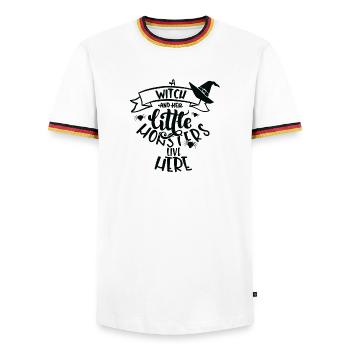 Witch witch hat Halloween costume gift - Men's Ringer Shirt - white/tricolour - Front - AI Model Female 172 light (172cm) & AI Model Male 185 light (185cm)