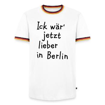 Ick wär' jetzt lieber in Berlin - Männer Kontrast-T-Shirt - Weiß/Dreifarbig - Vorne - AI Model Female 172 light (172cm) & AI Model Male 185 light (185cm)