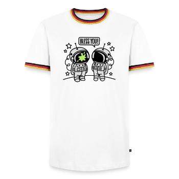 Bless you! - Männer Kontrast-T-Shirt - Weiß/Dreifarbig - Vorne - AI Model Female 172 light (172cm) & AI Model Male 185 light (185cm)