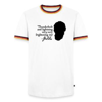 Galileo - Thunderbolt and lightning very... 2clr - Männer Kontrast-T-Shirt - Weiß/Dreifarbig - Vorne - AI Model Female 172 light (172cm) & AI Model Male 185 light (185cm)