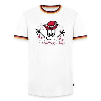 Fasching mit Konfetti, Karneval - Männer Kontrast-T-Shirt - Weiß/Dreifarbig - Vorne - AI Model Female 172 light (172cm) & AI Model Male 185 light (185cm)
