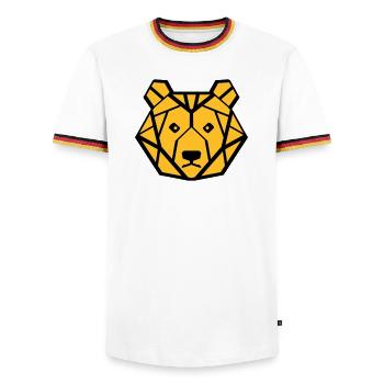 baer symetrisch - Männer Kontrast-T-Shirt - Weiß/Dreifarbig - Vorne - AI Model Female 172 light (172cm) & AI Model Male 185 light (185cm)