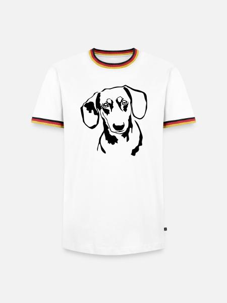 Dachshund head - Men's Ringer Shirt - white/tricolour