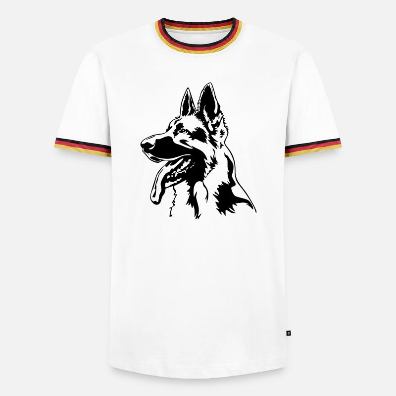 German shepherd head - Men's Ringer Shirt - white/tricolour