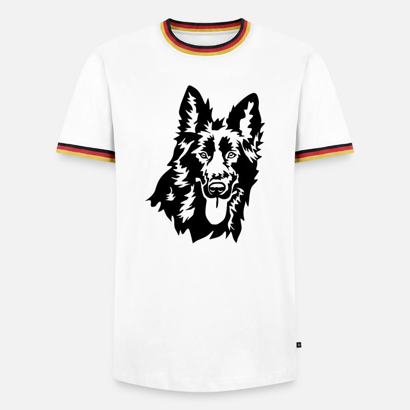 German shepherd head - Men's Ringer Shirt - white/tricolour