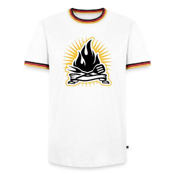 Grill accessories and grill flames - Men's Ringer Shirt - white/tricolour - Front - AI Model Female 172 light (172cm) & AI Model Male 185 light (185cm)