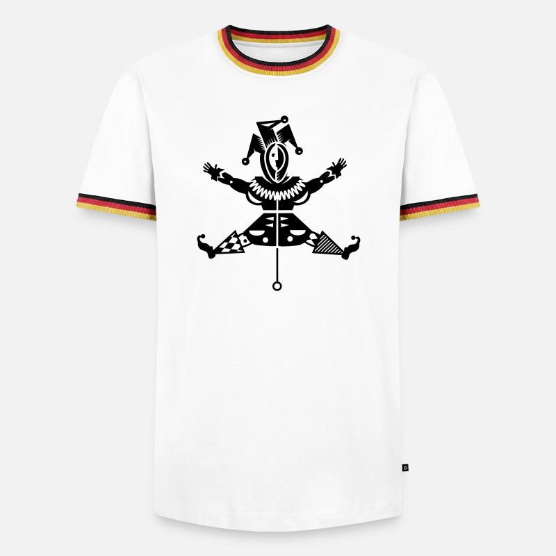 Jumping jack with jester hat - Men's Ringer Shirt - white/tricolour