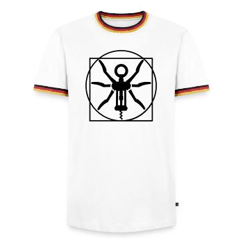 Vitruvian Mann Wein Korkenzieher Leonardo Da Vinci - Männer Kontrast-T-Shirt - Weiß/Dreifarbig - Vorne - AI Model Female 172 light (172cm) & AI Model Male 185 light (185cm)