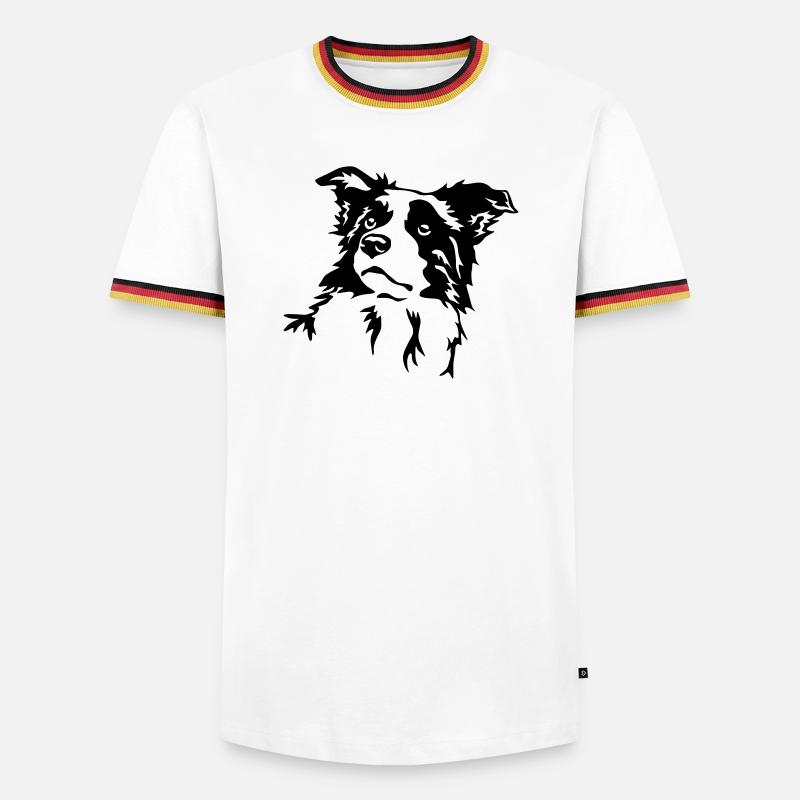 Border Collie head - Men's Ringer Shirt - white/tricolour