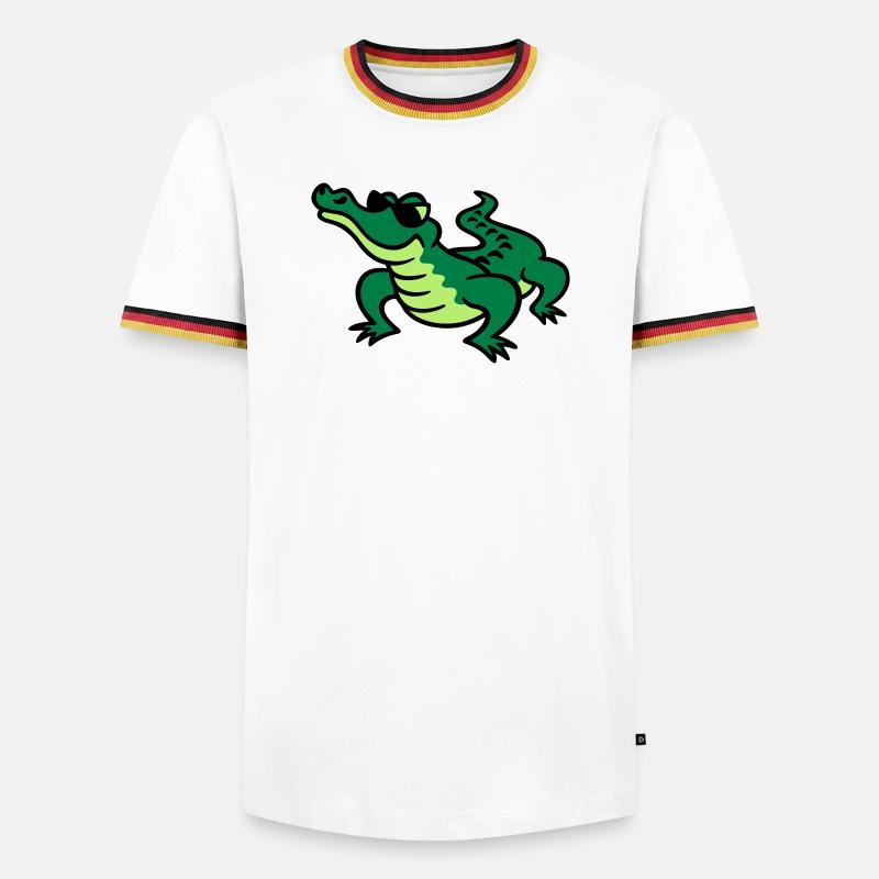 Cool Croc - Männer Kontrast-T-Shirt - Weiß/Dreifarbig