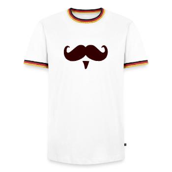 Schnurrbart Schnauz Oberlippenbart Geschenk - Männer Kontrast-T-Shirt - Weiß/Dreifarbig - Vorne - AI Model Female 172 light (172cm) & AI Model Male 185 light (185cm)
